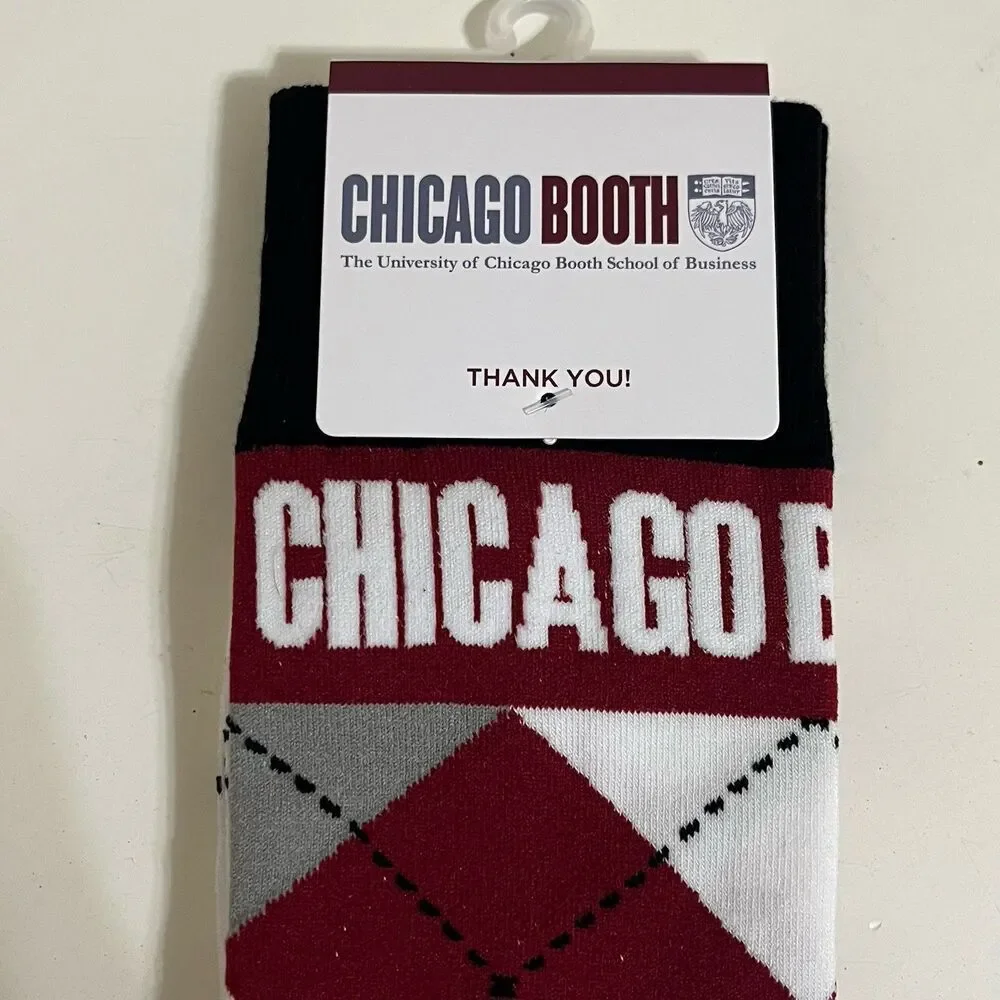 The University of Chicago Booth School of Business Argyle Dress Socks NWT